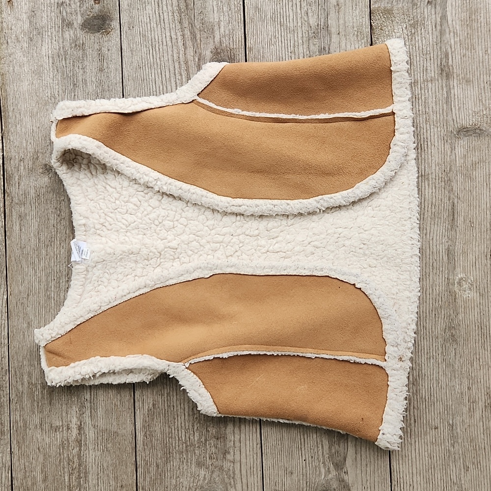 Girls Brown & White Sherpa & faux Suede Boho Vest Size 10/12